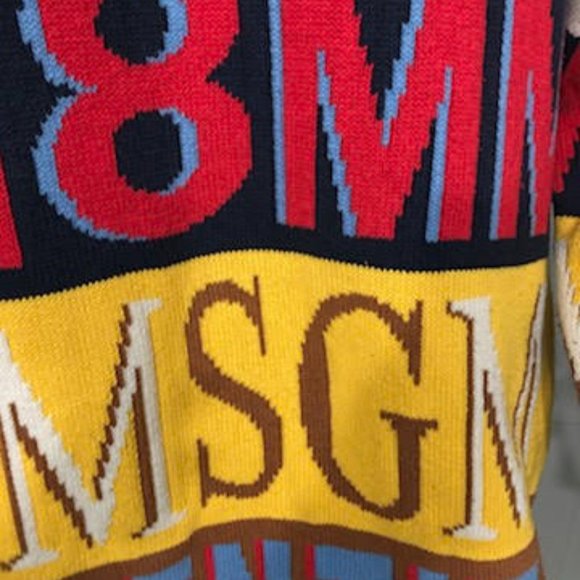 LIMITED EDITION MSGM RARE KNIT PRINT SWEATER SIZE L MADE IN ITALY UNISEX - Picture 7 of 8
